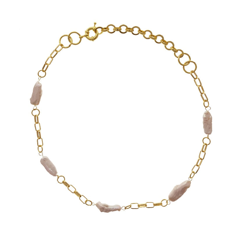 Pearls copper chain necklace