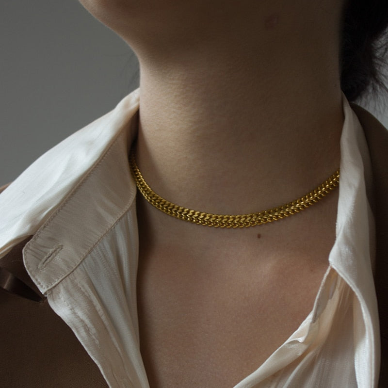 Stainless wide chain necklaces