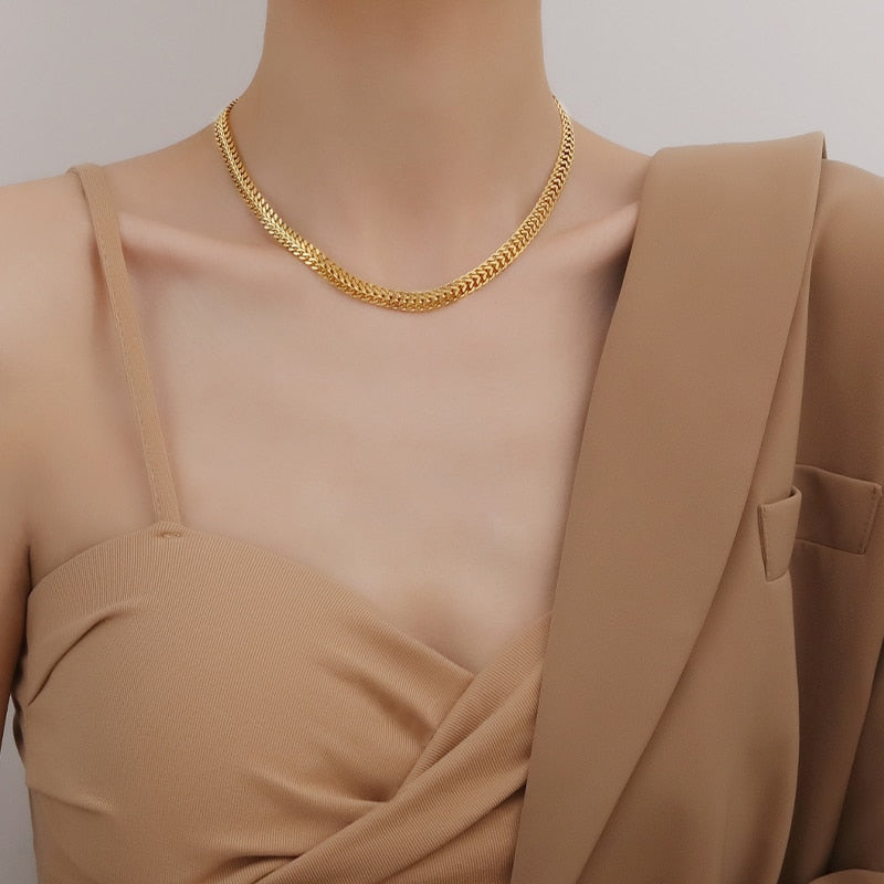 Stainless wide chain necklaces
