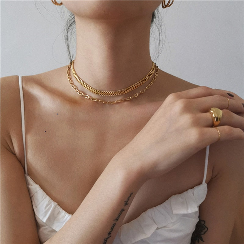 Stainless wide chain necklaces