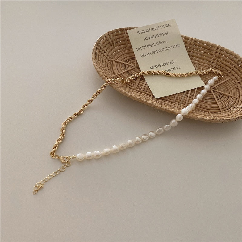 Cable chain pearl necklace