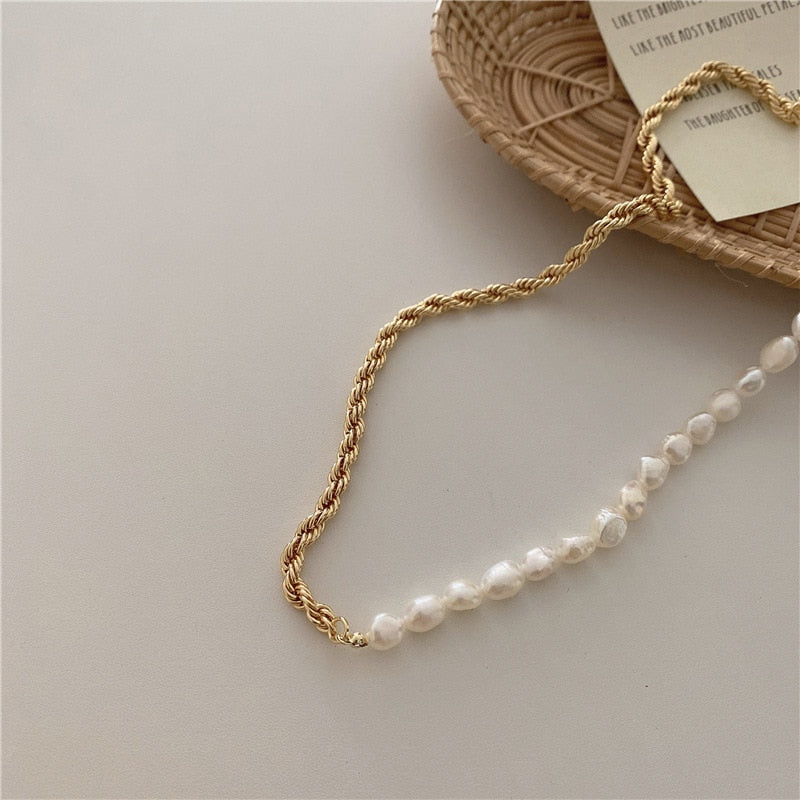 Cable chain pearl necklace