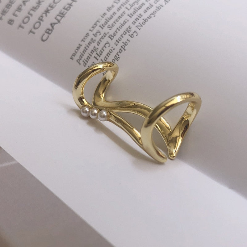 Geometric pearl ear cuff