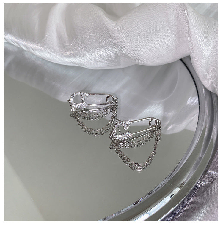 925 double chain pin stud pierce