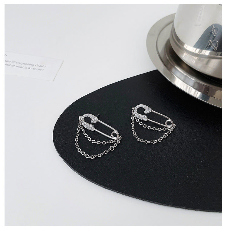 925 double chain pin stud pierce