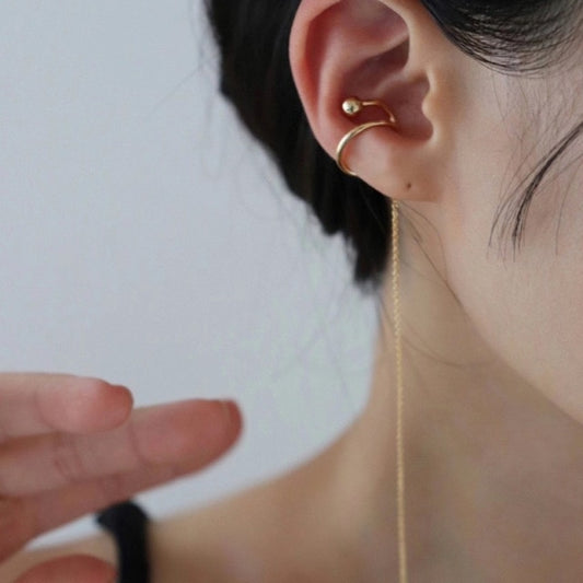 Long chain tassel ear cuff